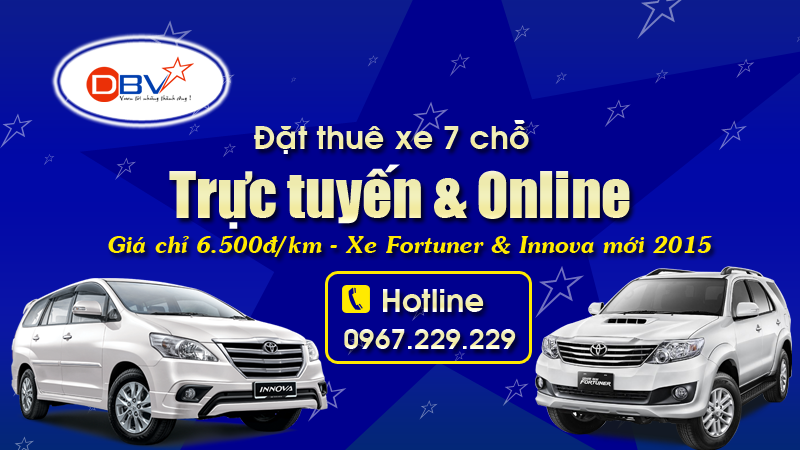 Đặt thuê xe 7 chỗ Trực tuyến, Online uy tín nhất tại Hà Nội - DBV